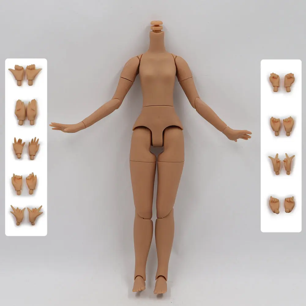 Шарнирное тело 21 см для 30 см 1/6 Blyth icy bjd кукла с маленькой грудью белая натуральная темная кожа подходит для DIY игрушка подарок - Цвет: Dark skin