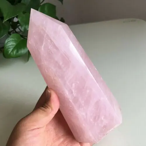 

1000-1200g Natural pink rose quartz crystal obelisk wand point healing