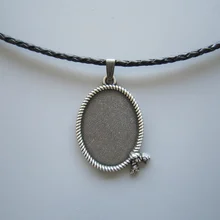 Посеребренное западное Родео Веревка Овальный пустой кулон Шарм Кожаный Ожерелье шейный галстук