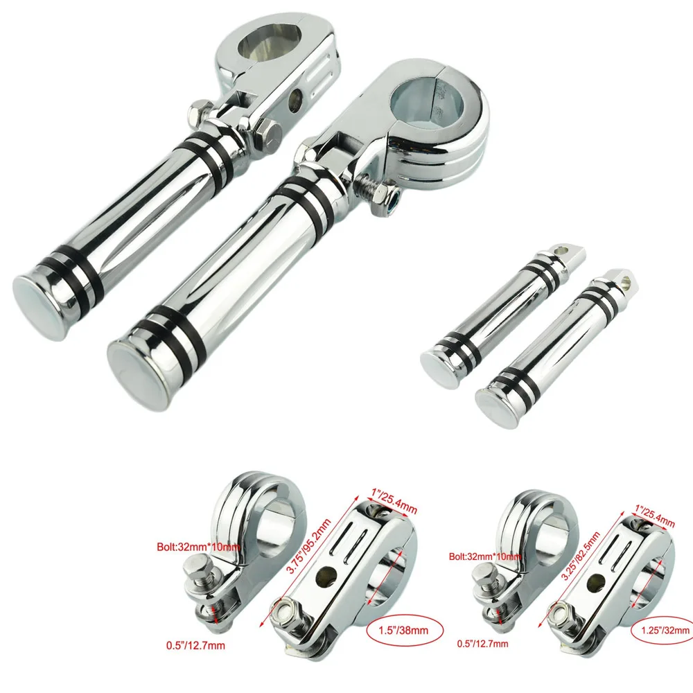 

1 1/4" 1.25" 32mm Chrome Highway Engine Bar Foot Pegs Foot Rest Mount for Harley Touring Sportster Softail Dyna Fatboy V-Rod FXS