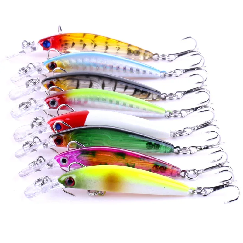 HENGJIA 80pcs 7cm 4g hard diving minnow fishing lures wobbler pike carp