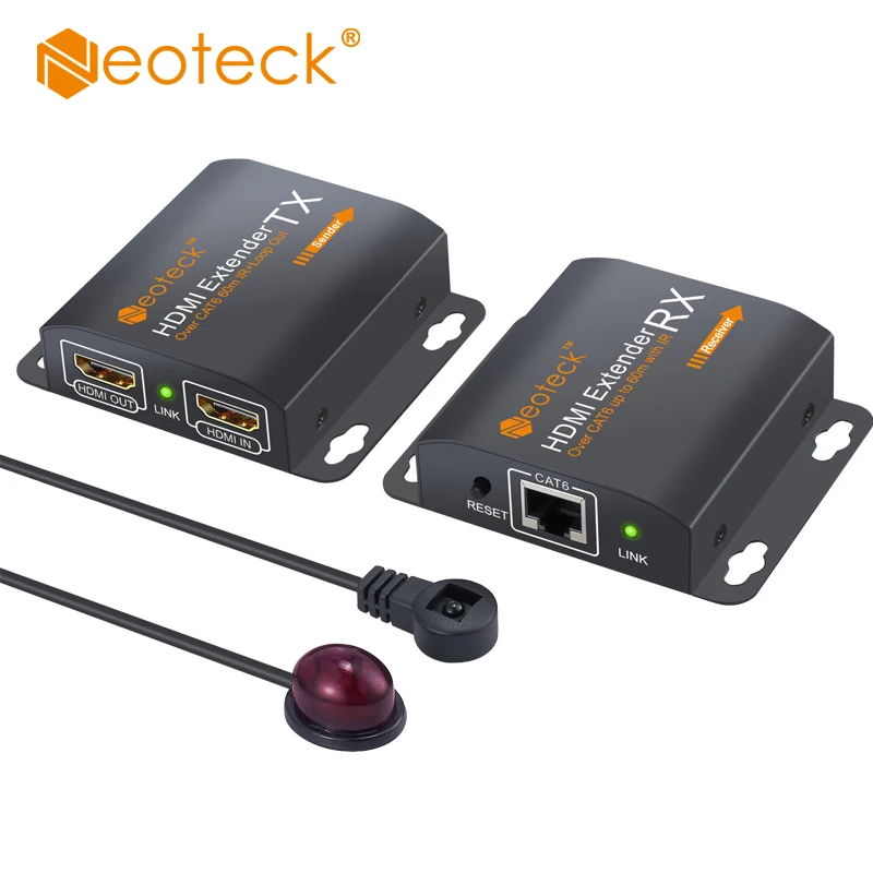 HDMI Extender With 2 Ports HDMI Splitter extend HDMI 1080p signal to 60m RJ45 Transmitter TX/RX with IR Converter Support CAT6 HDMI Extender With 2 Ports HDMI Splitter extend HDMI 1080p signal to 60m RJ45 Transmitter TX/RX with IR Converter Support CAT6