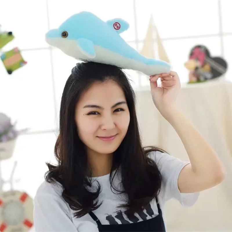 32cm Cute Creative Luminous Plush Toy Dolphin Doll Glowing LED Light Animal Toys Colorful Doll Pillow kid Children's Lovely Gift plush toy