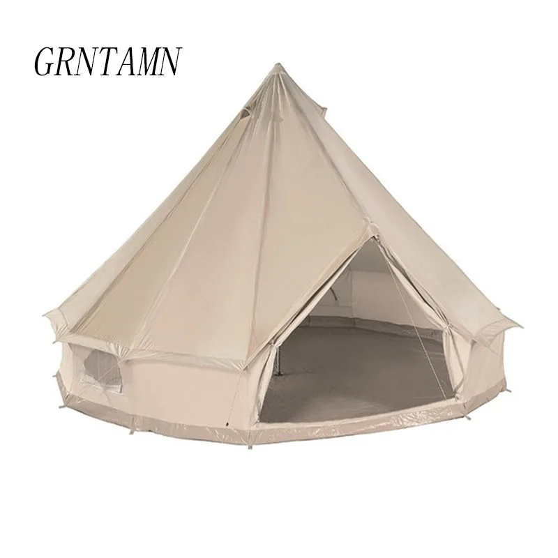 

GRANTAMN 3 Meter Canvas Bell Tent Outdoor All Season Sun Shade Travel Camping Tipi Waterproof Family Camping Festival Party Tent