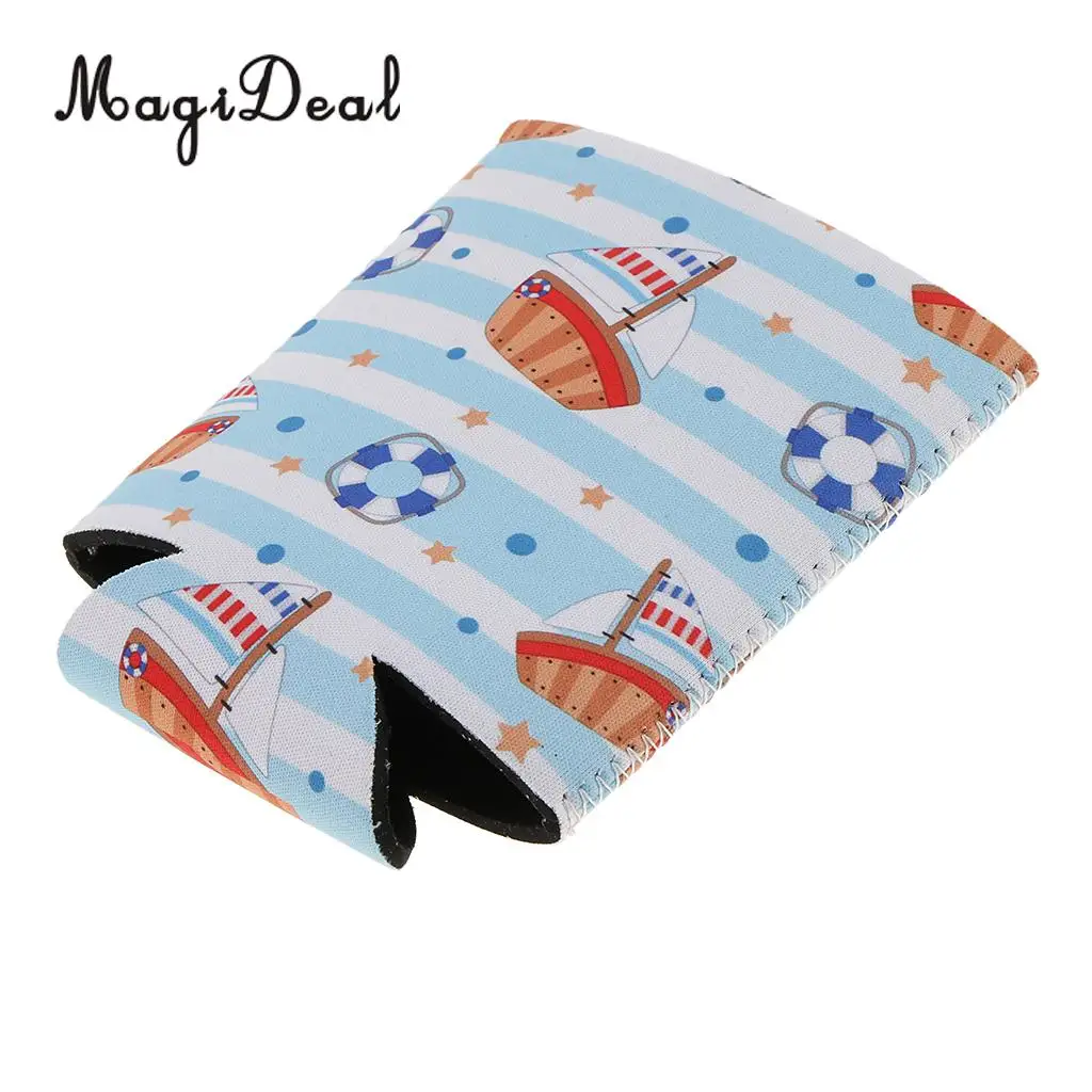 Cute Animal Puppy Zebra Prints Neoprene Beer Can Cooler Sleeve Insulated Reusable Coffee Cup Sleeve