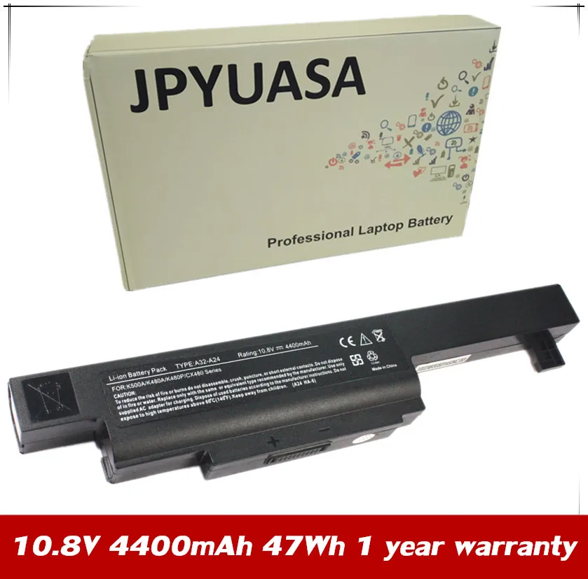 JPYUASA 10.8V 4400mAh 47Wh Laptop Battery A32 A24 For MSI K480P I5D4