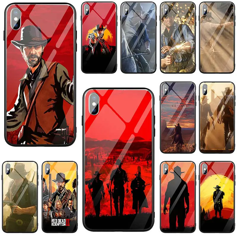 Red Dead Redemption 2 Artwork Tempered Glass Phone Case Cover for