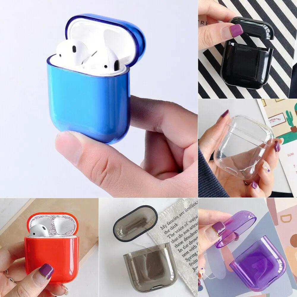 

DSstyles For Apple AirPods Transparent Case Cover AirPod Candy Color Hard PC Protector