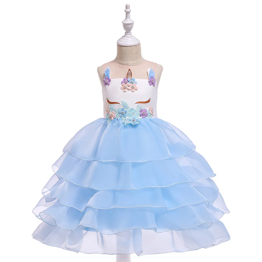 

Cross-border Million Christmas Girls Dress Cartoon Princess Dress Unicorn Gauze Dress Photography Sleeveless Children Clothing