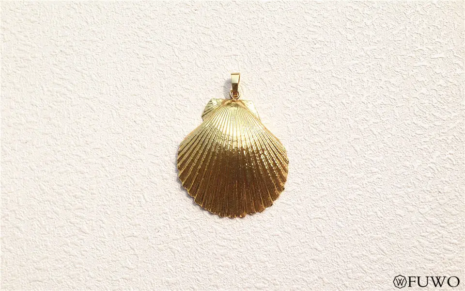 Natural Gold Scallop Shell Pendant 8
