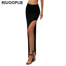 RIUOOPLIE новые модные очаровательные сексуальные женские длинные юбки разрез сбоку юбка макси