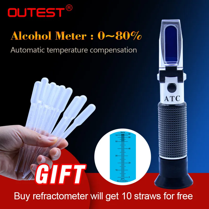 RZ Refractometer Handheld Alcohol Refractometer 0~80%V/V ATC Alcoholometer Hydrometer RZ122 concentration spirits tester wine цена RZ Refractometer Handheld Alcohol Refractometer 0~80%V/V ATC Alcoholometer Hydrometer RZ122 concentration spirits tester wine цены онлайн