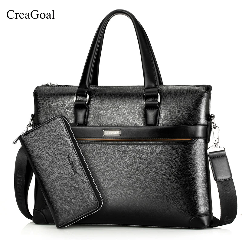 

Brand Fashion Men Briefcase Casual PU Leather Men's 2 Set Bag Shoulder Bag Messenger Bags Business Male Handbag Laptop Bag