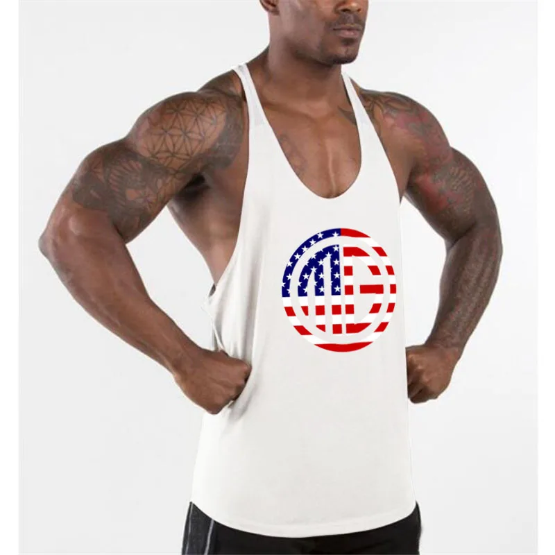 Мужская одежда для фитнеса Muscleguys с флагом США дизайнерские майки Y образной