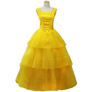 

Adult Halloween Party Cosplay Costume Beauty and Beast Belle Princess Dress Performance Cos Clothes