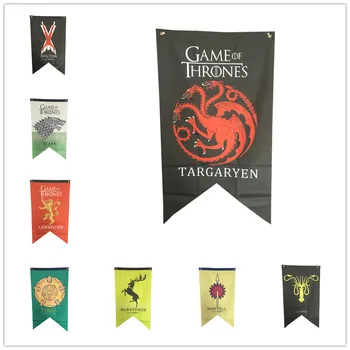 

75cmx125cm Game Of Thrones House Targaryen Greyjoy Lannister Bolton Families Flag Wolf Dragon Home Decor Polyester Banner