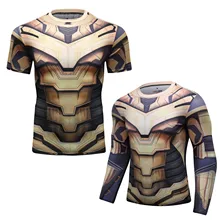 Футболка с 3D принтом Thanos, компрессионная футболка для Эндшпиля, лето, мужская спортивная футболка с длинным рукавом
