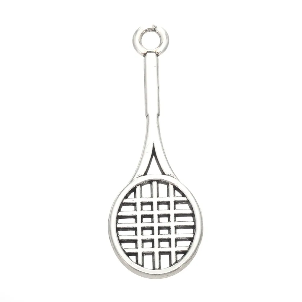 EUEAVAN 20pcs Zinc Alloy Badminton Racket Sports Charm Pendant Fit Necklace Bracelet Silvery Tone Jewelry Accessory | Украшения и