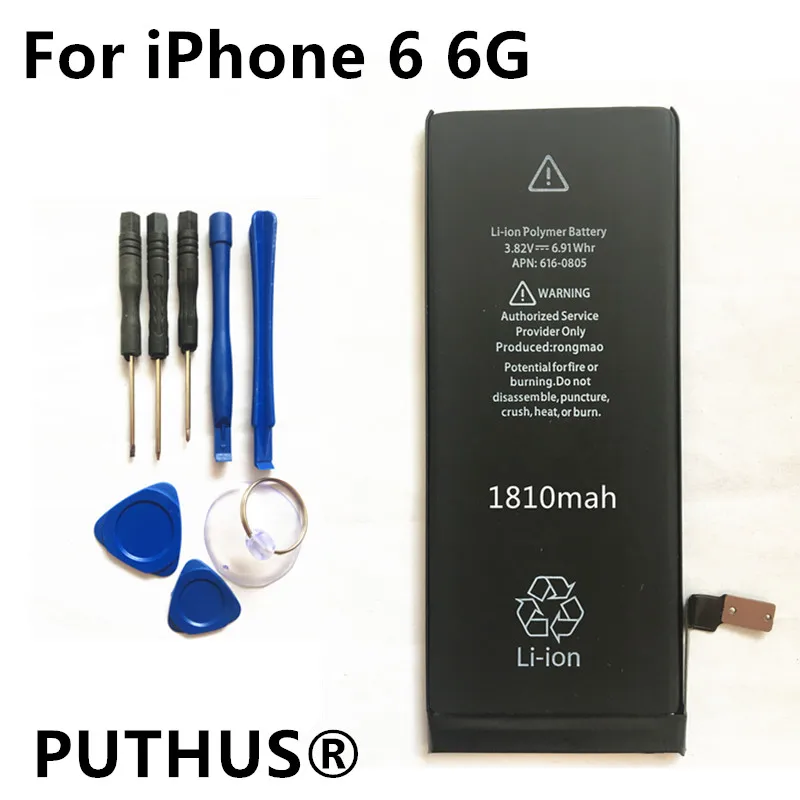 Для iphone 6 аккумулятор 3,82 V 1810mAh встроенный литий-ионный аккумулятор для iphone 6 6G с набором инструментов для ремонта