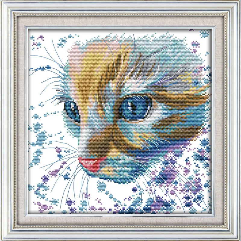 Watercolor cat 11CT Printed On Canvas Diy Paintings Counted Cross Stitch Kit Chinese Kits Home Decor | Дом и сад