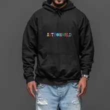 Трэвиса Скотта ASTROWORLD толстовки человек вышивка письмо печати Swag WISH YOU're HERE Толстовка Плюс Размер США S-XXL