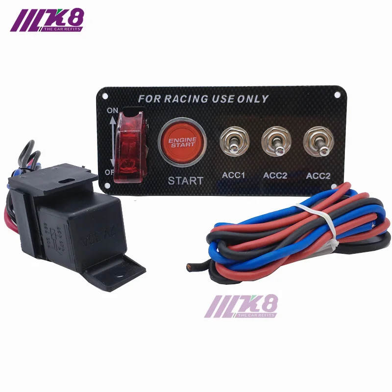 Racing Car 12V LED Ignition Switch Panel Engine Start Push Button LED