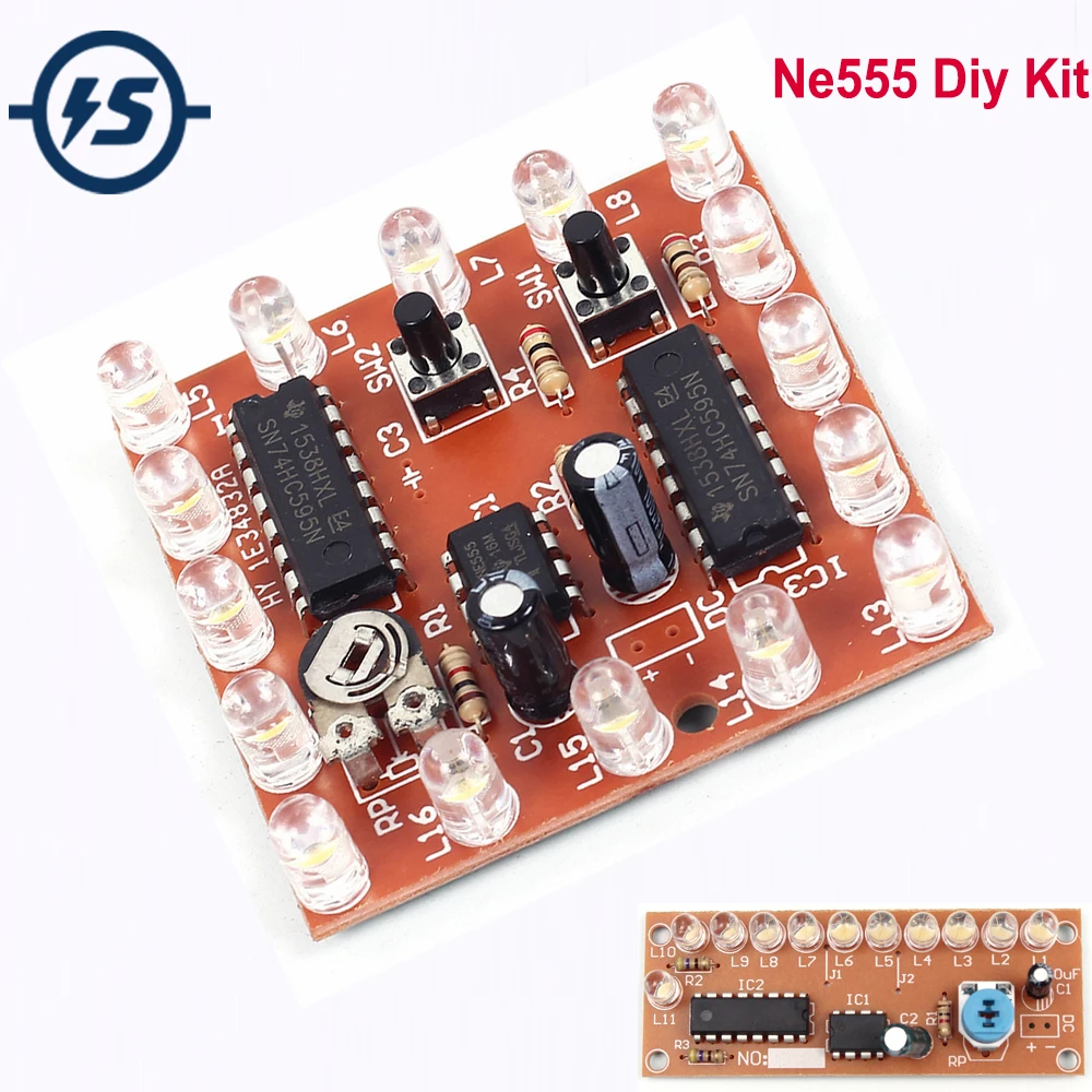 

Flashing Lights DIY Kit Strobe NE555 + CD4017 Electronic Practice Learning Kits Suite Parts Light Water Flowing LED Module