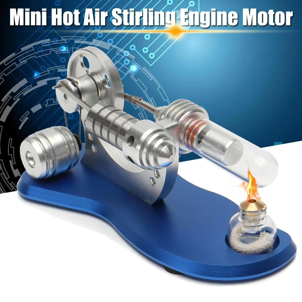 

Blue Mini Air Stirling Engine Motor Model Educational Toy + Alcohol Lamp Kit Generator Physics Toy Science Experiment Kit SetKit