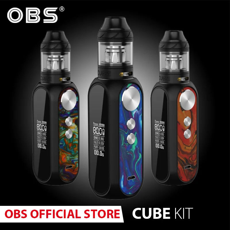 

2019 Original OBS CubeKit with Mesh Tank 3000 mah 80w Max Output & 2ml / 4ml OBS CubeTank 0.2ohm Coil new colour