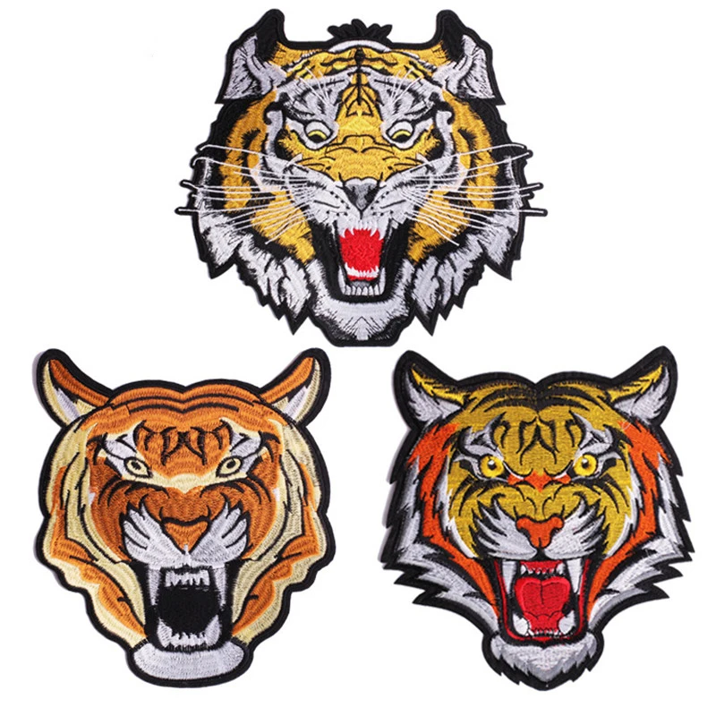 

2018 New Large Tiger Head Fabric Patch Embroidery Sew on Patches For Clothing DIY Decoration Clothes Stickers Applique Badge