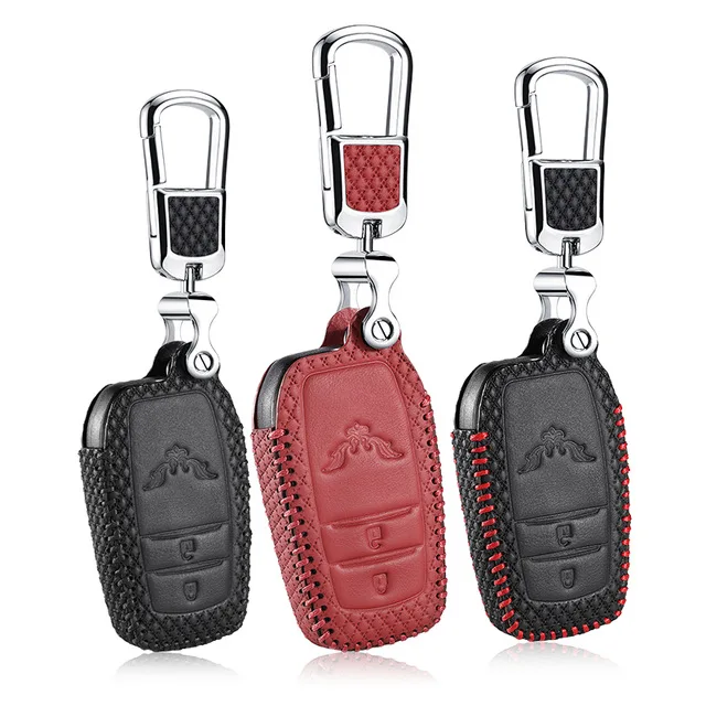 

Leather Key Cover for Toyota EZ 2014 FJCruiser 2016 Highlander 2015 2017 Rav4 2013 button CAR holder case key3 Free shippi