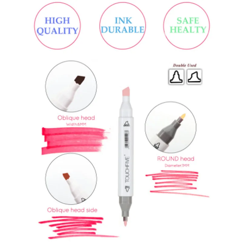 

TOUCHFIVE 6 Colors Markers Pen Set Dual Head Sketch Markers Brush Pen For Drawing Design Artiest Supplies