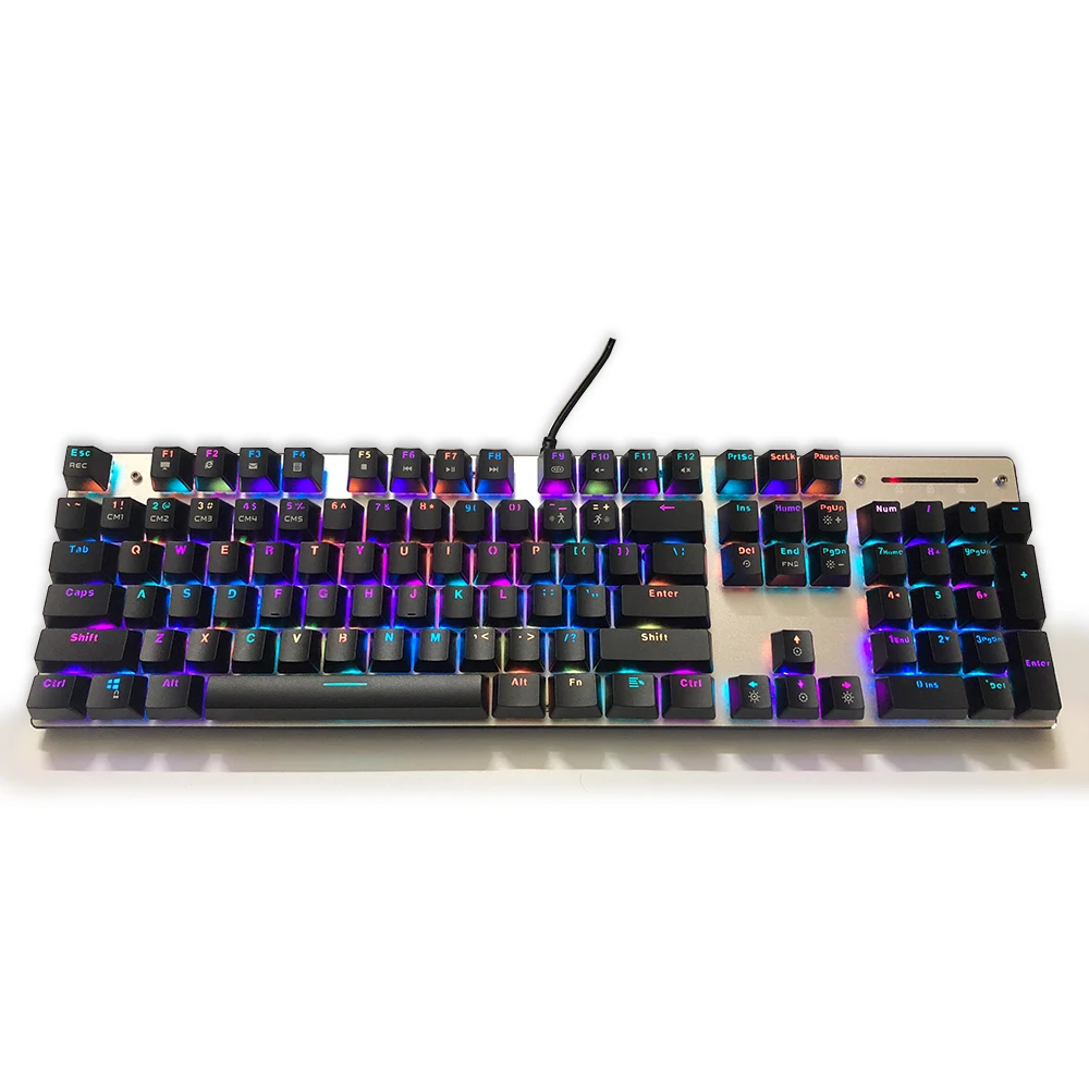 

Metoo Gaing Mechanical keyboard 104 Key Blue switch LED RGB Backlight N Key Rollover Ergonomic For Dota 2