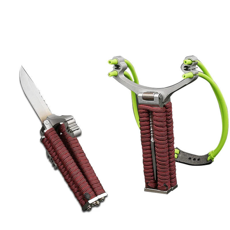 

New stainless steel WEDM folding slingshot outdoor professional hunting catapult competitive slingshot