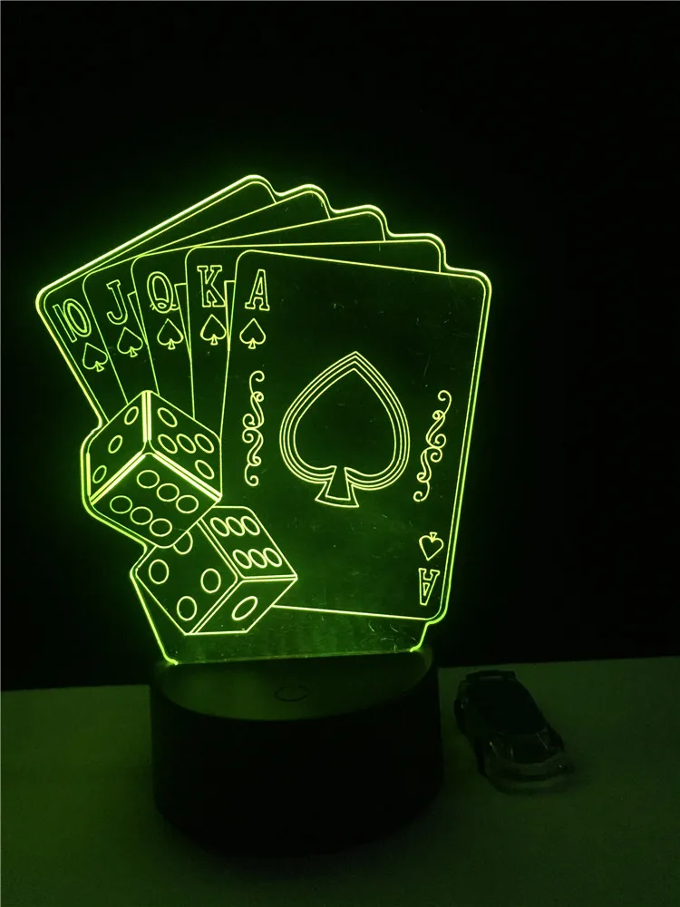 Fashion Poker Shaped Bedroom Night Light 3D LED USB Multicolor Game party Decorative Lighting Cable Atmosphere Table Lamp