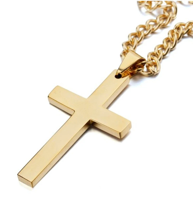 Новые ожерелья с крестом и кулоны для мужчин, нержавеющая сталь, золотой цвет, мужские ожерелья с подвесками, ювелирные изделия для молитвы, подарок другу