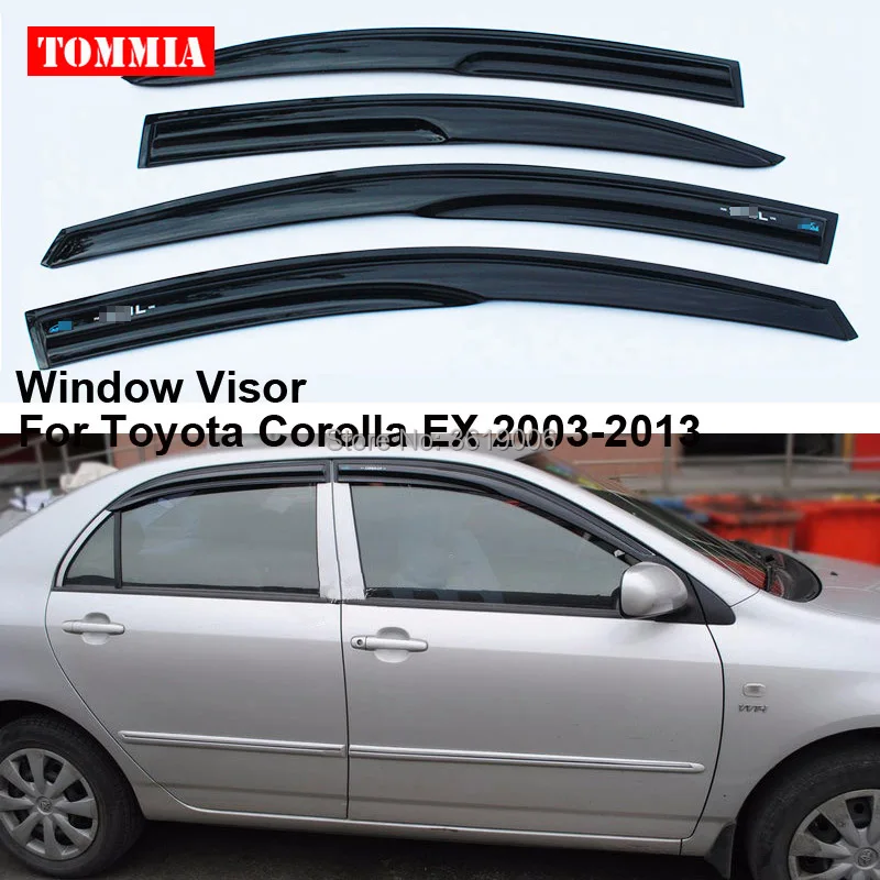 tommia 4pcs Window Visor Shade Vent Wind Rain Deflector Guards Cover