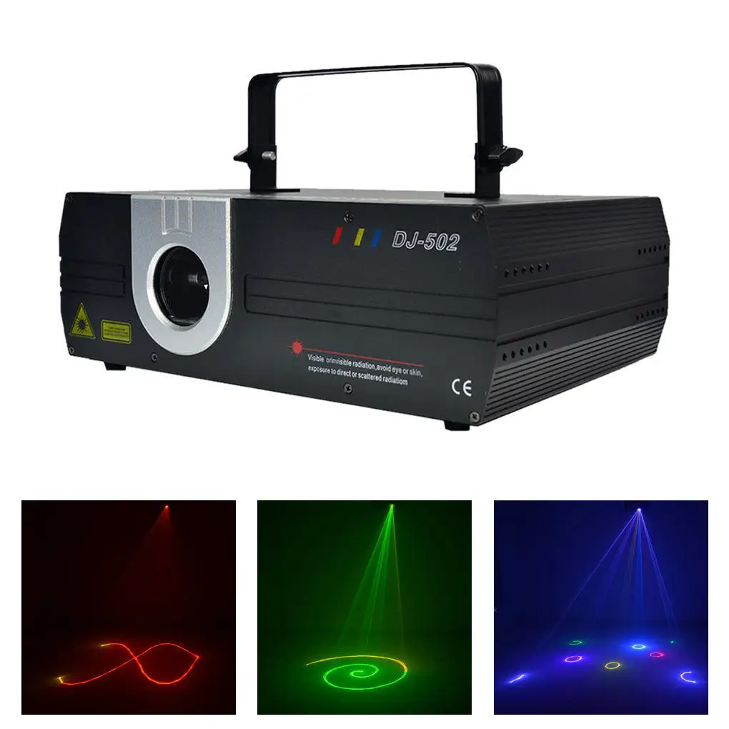 

1W RGB Full Coler DMX ILDA Animation Scan Effect Projector Laser Lighting DJ Party Profession Moving Ray Show Stage Light DJ-502