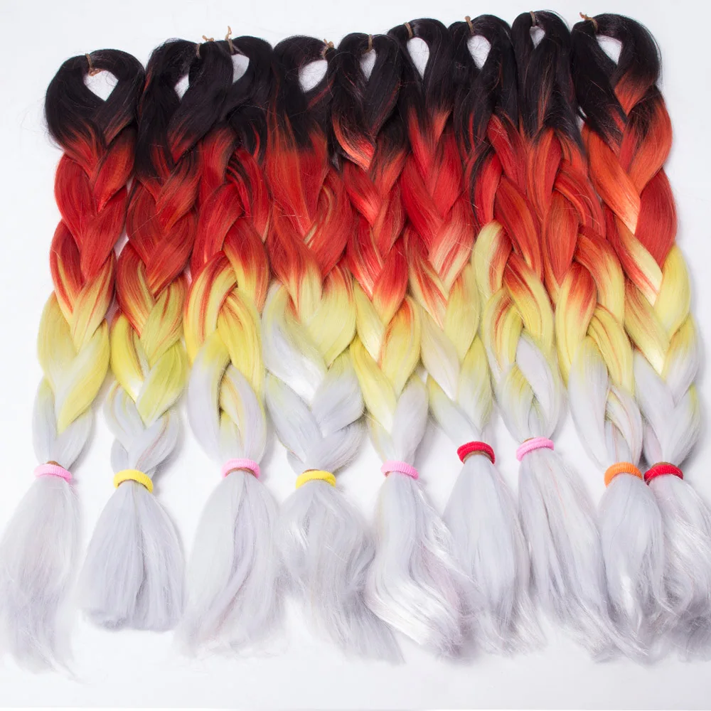 4color Ombre Braiding Hair 24 Inch Long Senegalese Twist Hair