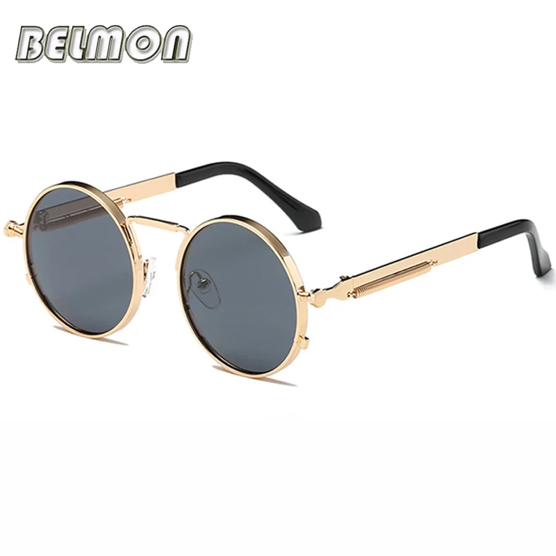 

Belmon Steampunk Goggles Sunglasses Women Men Brand Designer Vintage Round Sun Glasses Ladies For Male Female Retro Oculos RS810