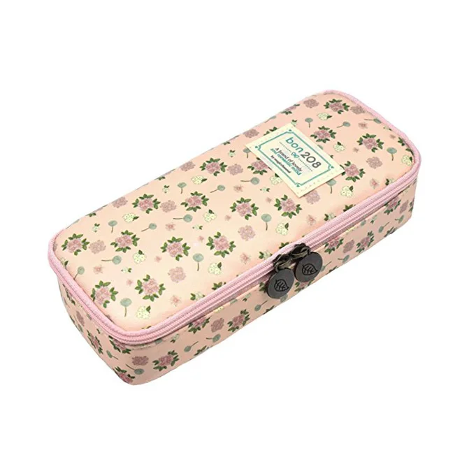 Kawaii Канцелярские холст цветочный пенал большой Ёмкость Карандаш сумка школьные принадлежности милый ручка коробки чехол для хранения - Цвет: Pink