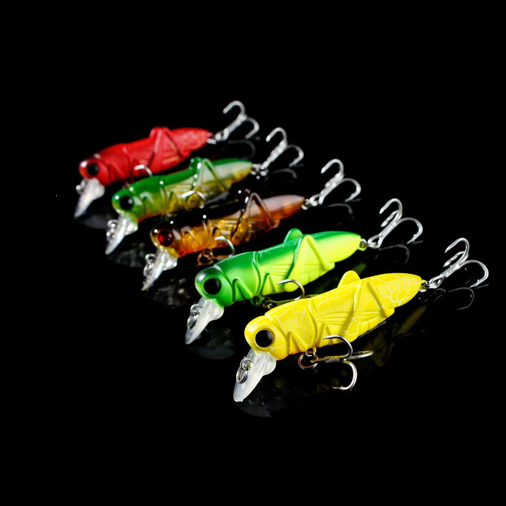 

5Pcs 5.5cm 3.5g Grasshopper insects Fishing Lures Sea fishing Tackle Flying Jig Wobbler Lure hard lure bait Artificial bait