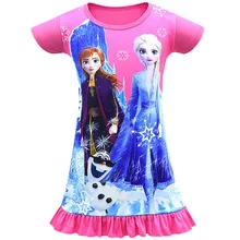 Качественное платье Анны и Эльзы для девочек; летняя Ночная Пижама; Детские платья с коротким рукавом и оборками; одежда для сна; Пижама