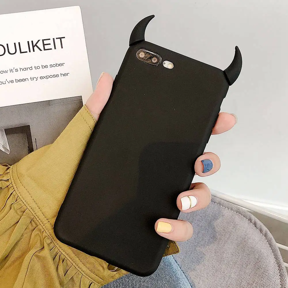 Чехол из ТПУ для телефона Devil Horn чехлы iPhone 8 Plus 7 XS X XR Xs Max мягкие модные 6S 6
