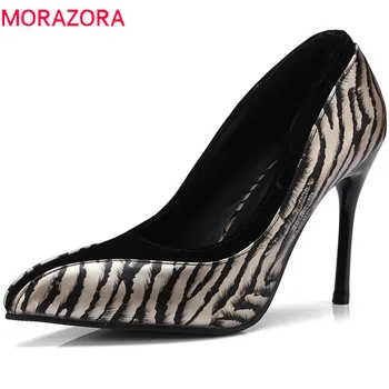 

MORAZORA 2020 new women pumps spring summer fashion leopard comfortable shallow elegant pointed toe size 33-43 high heels shoes