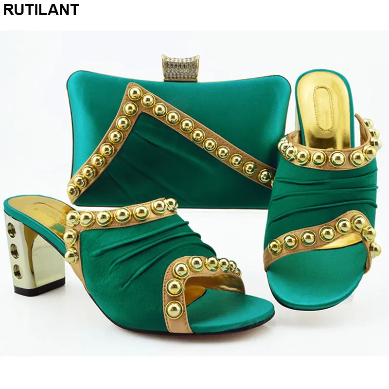 

New Arrival Women Shoes and Bag Set In Italy Italian Shoes with Matching Bag Set Decorated with Rhinestone Women Shoes High Heel