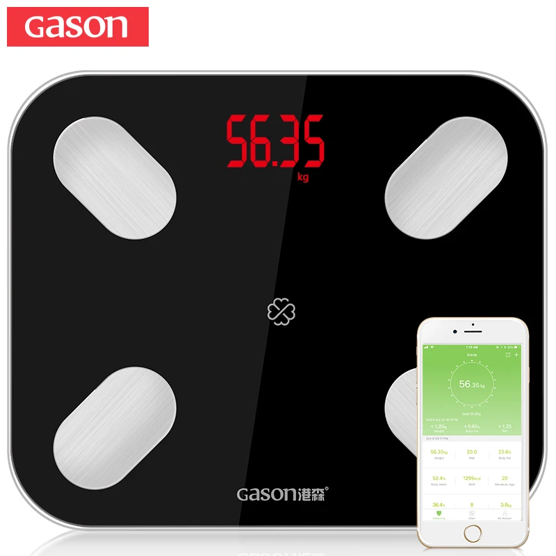 GASON S4 жира в теле масштаба Весы напольные Bluetooth 4.0 Android или IOS(14 данных)