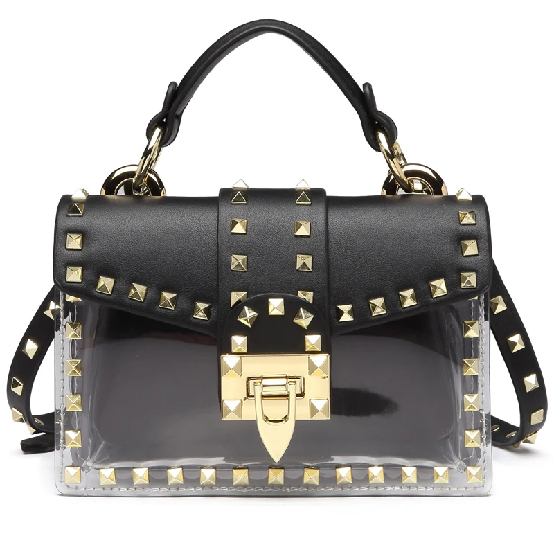 

3 Colors Rivet Jelly Bags Luxury Brand Famous Designer Shoulder Bag Female Summer Fashion Messenger Bag Transparent Handbags