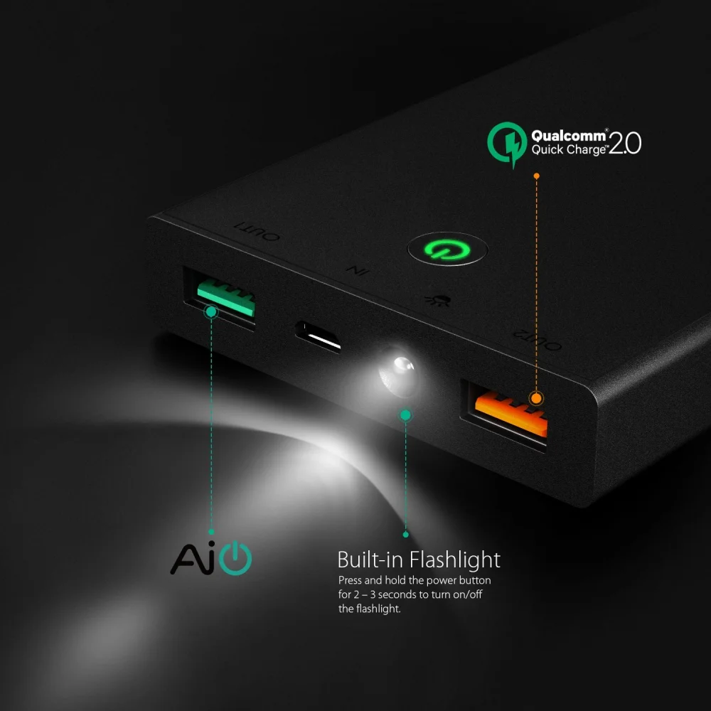 Внешний аккумулятор AUKEY быстрая зарядка 2 0 16000 мАч для Nintendo Switch iPhone X/8/Plus/7/6 s Samsung S8 +