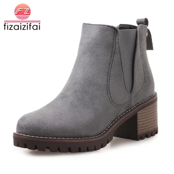 

Coolcept Size 34-43 Women High Heel Boots Warm Fur Elastic Band Slip On Ankle Boots Winter Classic Shoes Women Footwear
